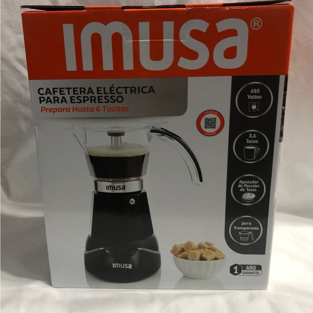 Imusa Electric Black Espresso Coffee Maker up to 6 cups.